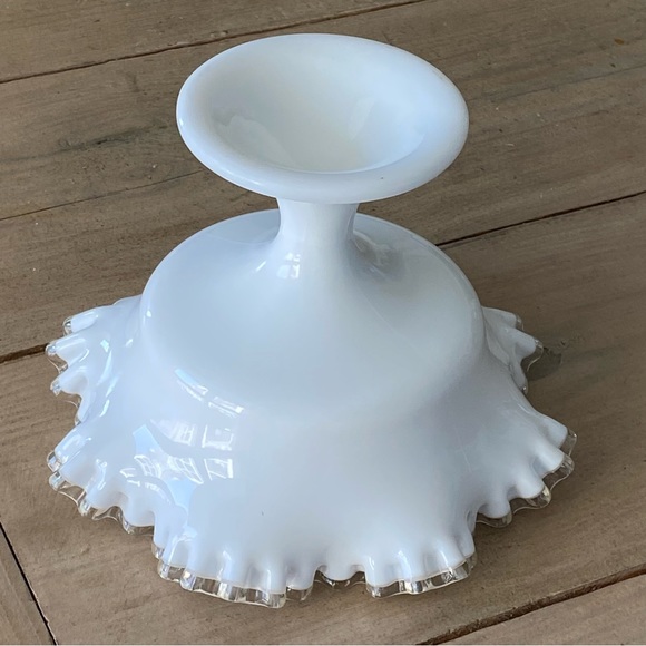 Fenton Round Compote Silver Crest Ruffled Edge Bowl Bonbon Bowl USA - Picture 7 of 11